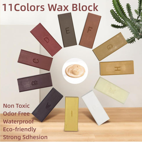 Farady Wood Laminate Vinyl Floor Furniture Repair Kit - 11 Colors Repair Wax Blocks for Wooden Floor, PVC, Vinyl