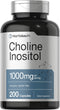 Horbaach Choline Inositol, 1000mg Supplement, 200 Capsules, Non-GMO, Gluten Free