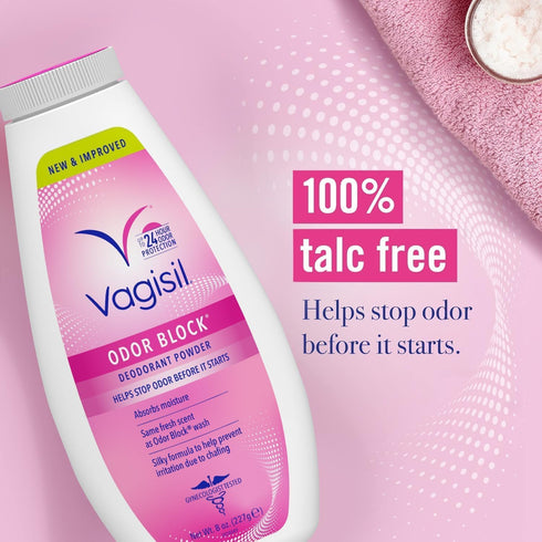 Vagisil Odor Block Deodorant Powder for Women, Talc-Free, 8 Ounce (Pack of 1)