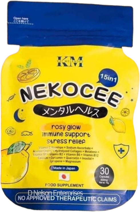 Herskin NEKOCEE 15 in 1 Rosy Glow Food Supplement by Kat Melendez, 30 Capsules