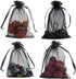 100 Pcs Per Pack 5x7 Black Gifts Wrap Bags, Organza Sheer Fabric Drawstring Transparent Mesh Bags for Favor