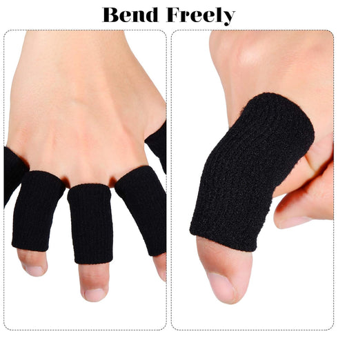 Civaner 12 Finger Sleeves for Sports, Breathable Elastic Joint Compression Protectors for Arthritis Pain Relief (Black).