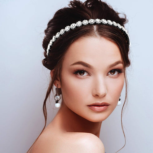 Hoteam 6 Pcs Headband with Teeth, Non-Slip Beaded Hair Band for Women and Girls, Chic Flower Style