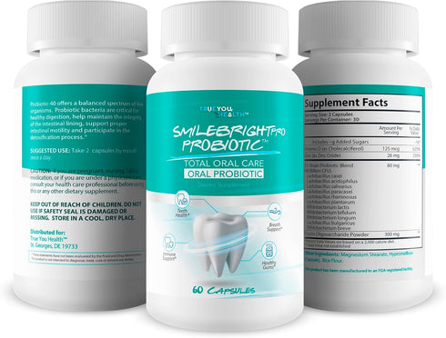 Smile Bright Pro - Total Oral Care Oral Probiotic, Gum Health Probiotics for Teeth, Oral Probiotics for Bad Breath &