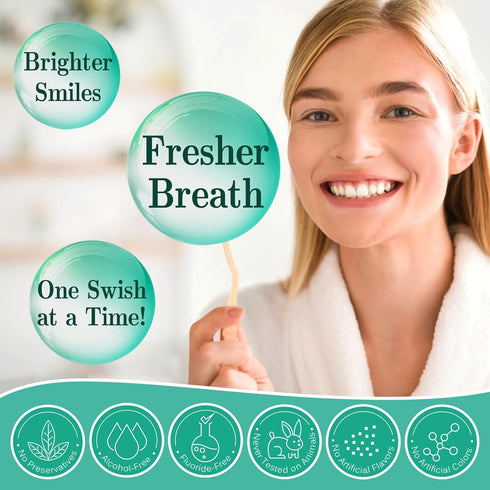 Coconut Pulling Oil 2Pack, Mint Oil Pulling Mouthwash with Tongue Scraper for Teeth Whitening and Fresh Breath