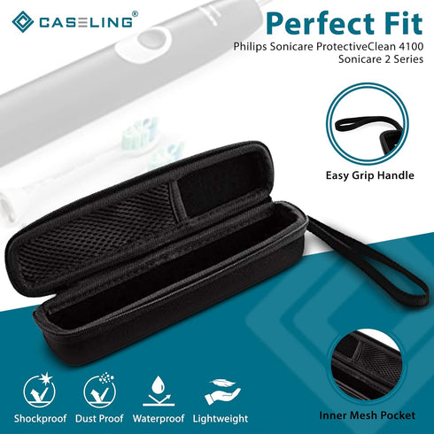 caseling Hard Toothbrush Travel Case for Philips Sonicare Protective Clean 4100, Portable Holder with Easy Grip Strap