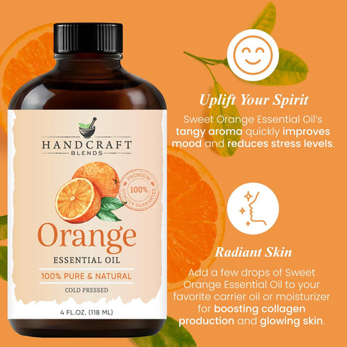 Set: (2 4 Oz) 100% Handcraft Blends Calm & Happiness Lavender and Orange Essential Oils x Fl Pure & Natural