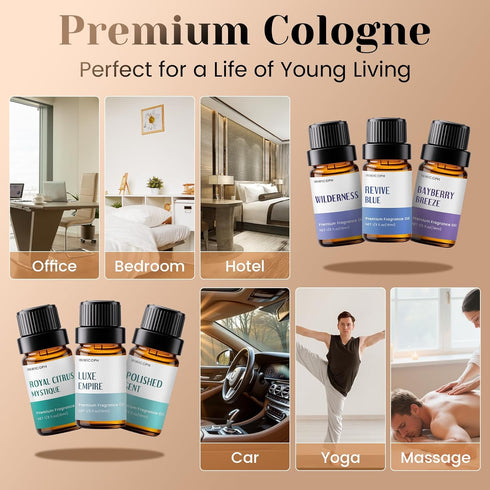 Set (6x10ML) Fragrance Oil, Cologne Oils for Men, Aromatherapy Essential Oils for Candle & Soap Making - Luxe Empire