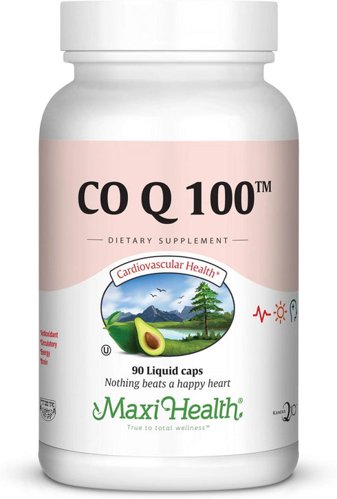 Maxi Health CO Q10 100mg, Coenzyme Q10 Supplement, 90 Liquid Capsules