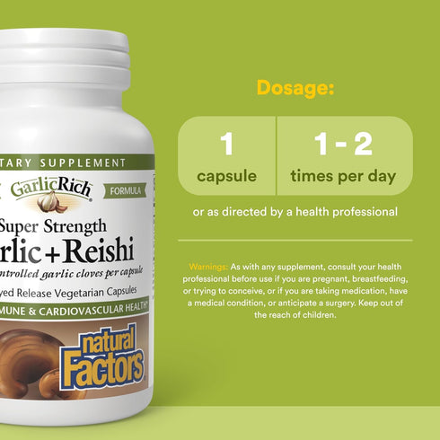 Immune 120 (120 Natural Factors GarlicRich Garlic + Reishi - & Cardiovascular Support Supplement - with Organic Reishi