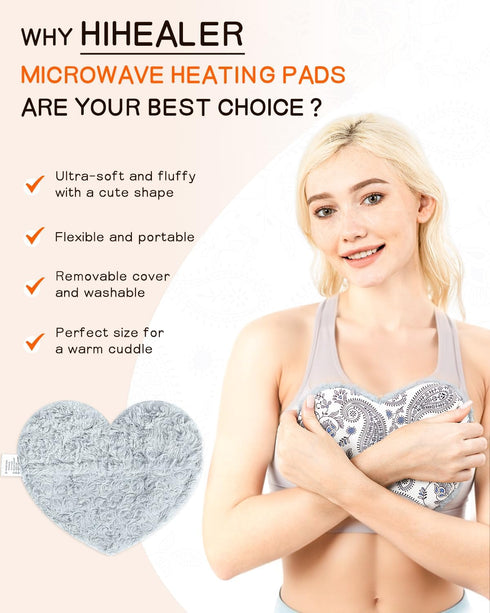 Hihealer Microwave Heating Pad - Microwavable Moist Heat Pad for Cramps, Joints, Neck Pain Relief - Reusable Self-Care