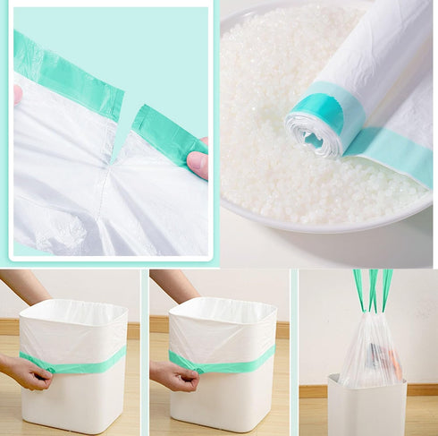 4 Gallon Small Trash Bags - 45 Count Thickened Drawstring Faint Scented White Mini Garbage Bags