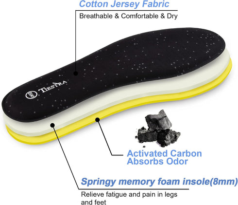 3 Pair Shoe Inserts for Men's Memory Foam Insoles, Replacement Insoles for Work Boots and Running Shoes