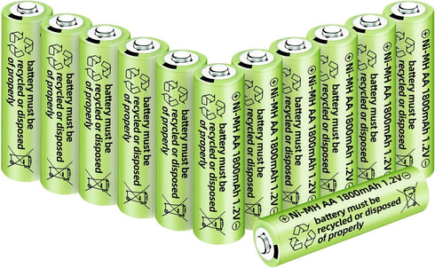 Fytoo 12PCS 1.2V 1800mAh Ni-MH AA Batteries for Wireless Microphone, Electric Toys, Remote Control, Household Appliances