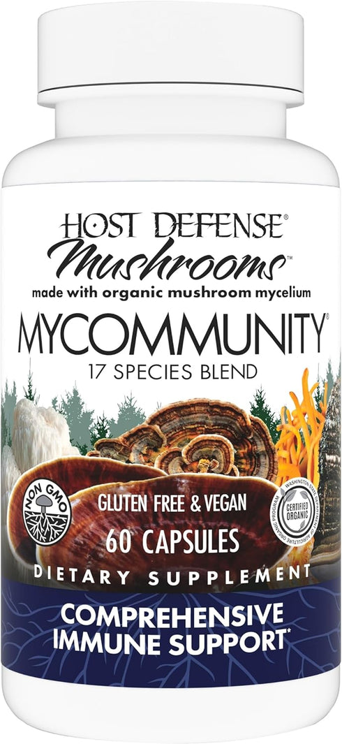 Host Defense MyCommunity Capsules - 17 Species Blend Mushroom Supplement for Immune