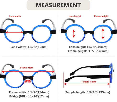 Eyekepper 4 Pack Round Reading Glasses for Women, Retro Readers Eyeglasses
