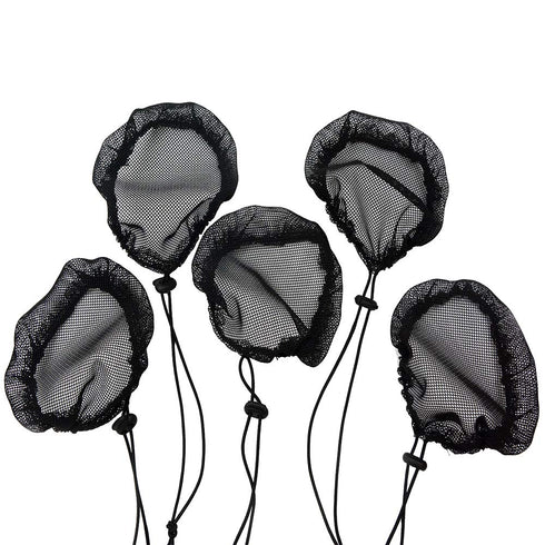 YANTAISIYU 5Pcs Black Ponytail Hair Net - Elastic Drawstring Ponytail Wig Cap for Hair Bun Making Tool for Women