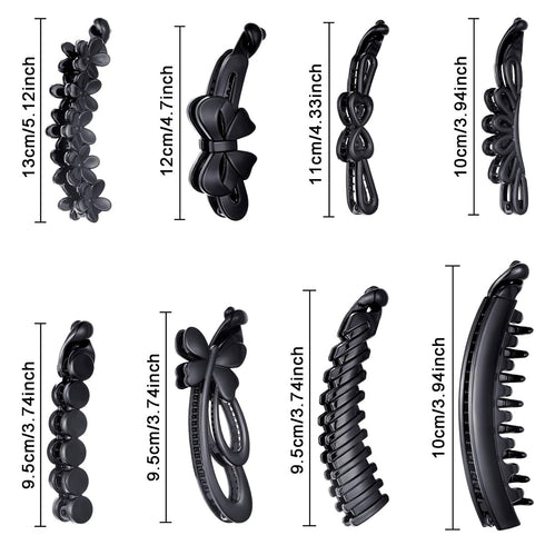 WILLBOND 8 Pieces Banana Clip Hair Clincher, Classic Ponytail Holder Maker Clips, Non Slip for Women
