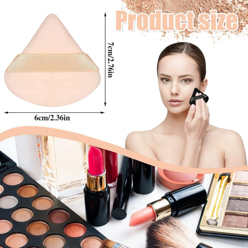 Pimoys 6 Pieces Powder Puff Face Triangle Makeup Sponge, Soft Velour Puffs for Loose Powder Setting Blender Tool