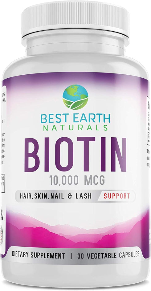 Biotin 10,000mcg Extra Strength Vitamin Supplement for Hair Growth, Strong Nails, Healthy Skin