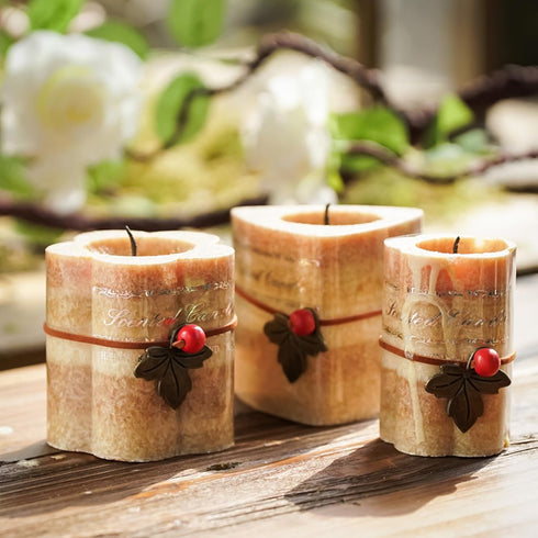 T-shin Flower Shaped Aroma Candle,Village Style Gradient Color Soy Wax Scented Candle for Table Photo Prop