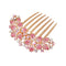 Women Pink Rhinestone Inlaid Flower Hair Comb Barrette Accessory - Perfect Mother's Day Gift for Mom