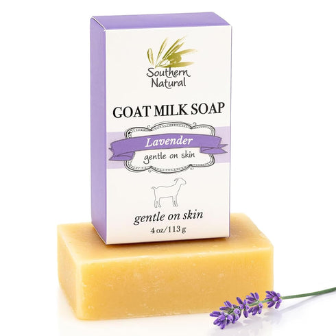 Southern Natural Lavender Goat Milk Soap Bar, Handmade for Sensitive Skin and Dry Skin Relief, 4 oz