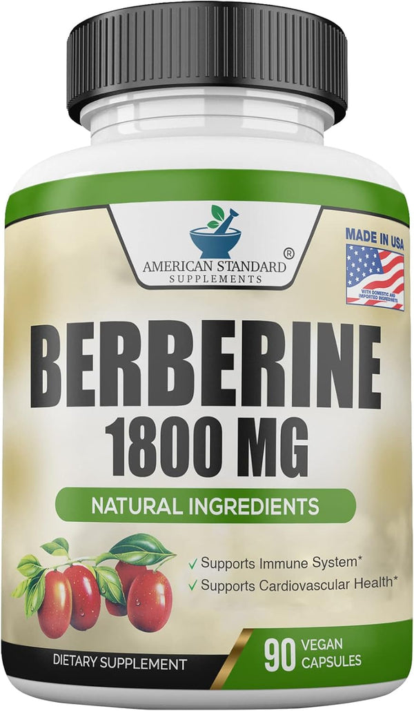 Berberine 1800mg Per Serving, 90 Veggie Capsules, Cardiovascular & Heart Health, Immune Support Supplement