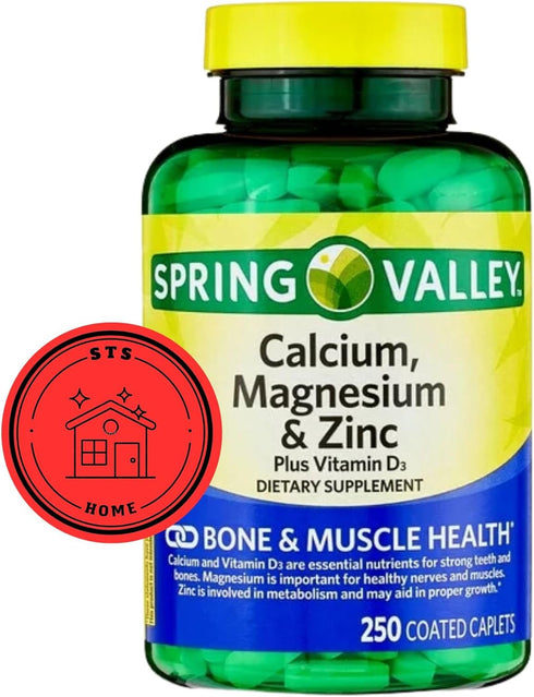 Calcium Magnesium Zinc with Vitamin D3, 600 mg Calcium Supplement, Calcium Magnesium Supplement + STS Sticker