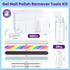 HNYYZL Gel Nail Polish Remover Tools Kit with Plastic Nail Clips, 100ml Nail Polish Remover Bottle, Lint Free Nail Wipes, Nail Brush, Stainless Steel Cuticle Pusher/Peeler, Buffer Block & Nail File