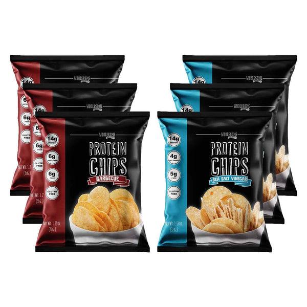 Protein Chips, 14g Protein, Gluten Free, Keto Snacks, 6 Pack (Barbecue & Sea Salt Vinegar)