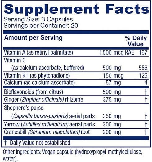 Vitanica Slow Flow, Menstrual Flow Support, 60 Capsules, Vegan (Slow Flow Pro Logo)