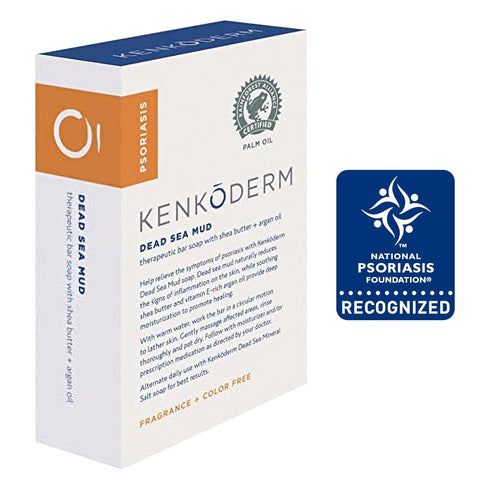 Kenkoderm Psoriasis Dead Sea Mud Soap - Natural Exfoliating Body & Face Cleanser, 4.25 Ounce