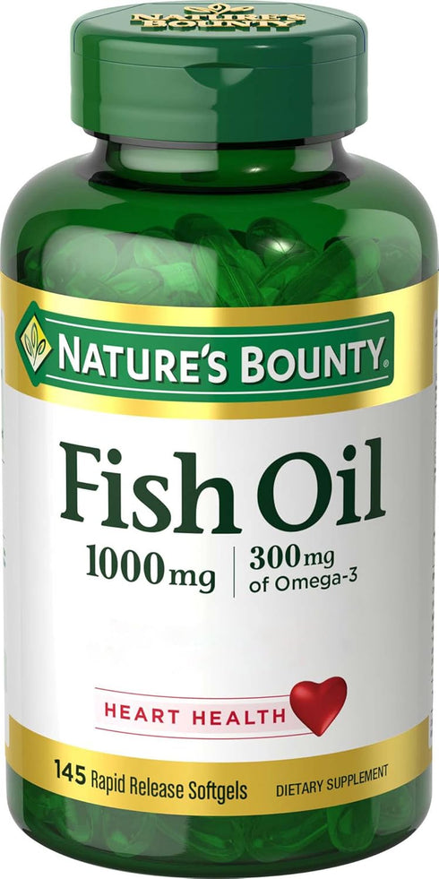 Nature's Bounty Fish Oil, 1000mg, 145 Ct Rapid Release Softgels, Supports Heart Health