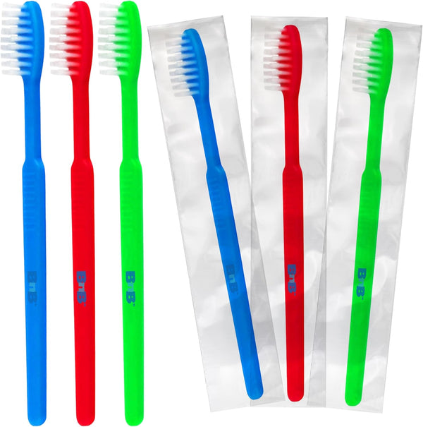 144 Individually Wrapped Disposable Toothbrushes, Soft Bristles for Travel, Giveaways, Hotels, Airbnb