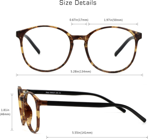 VisionGlobal Blue Light Blocking Glasses for Women/Men, Anti Eyestrain, Stylish Oval Frame, Tortoise, +1.75