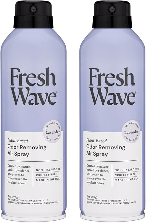 Fresh Wave Lavender Odor Eliminator Spray, 8 oz, Pack of 2, Natural Plant-Based Odor Relief for Fabrics