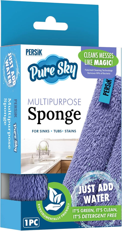 Pure-Sky Ultra-Microfiber Cleaning Sponge – Kitchen, Household and Dish Sponges – Just Add Water, No Detergents Needed