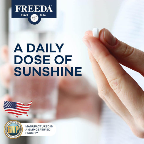 FREEDA Vitamin D2 2000 IU, Vegan Vitamin D for Bone Strength & Immune Support, 100 Tiny Tablets