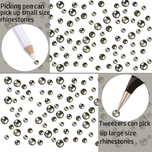 LPBeads 3456 Pieces Transparent Black Flat Back Round Crystal Rhinestones - 6 Sizes for Crafts, DIY with Tweezers