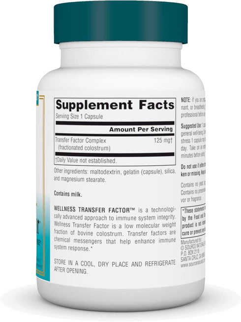 Immune 125mg, 60 Source Naturals Wellness Transfer Factor, Supports System Response* Capsules