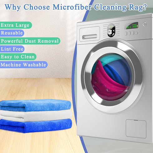 6 Pcs Extra Large Microfiber Cleaning Cloth, 20" x 30" Washable Reusable Floor Cloth Rags, Microfiber Towels for