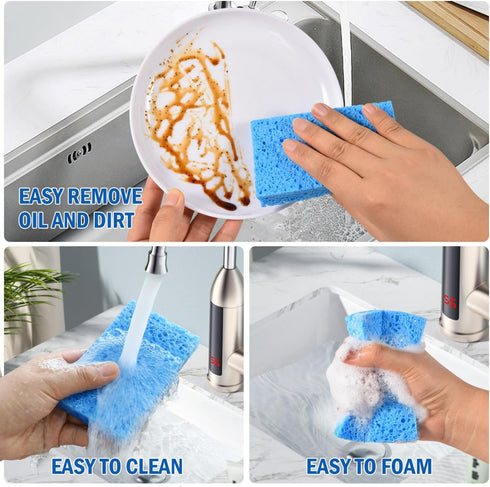 YoleShy 48 Pack Sponges Kitchen Natural Compressed Cellulose Sponges for Dishes Non Scratch for Household Cookware