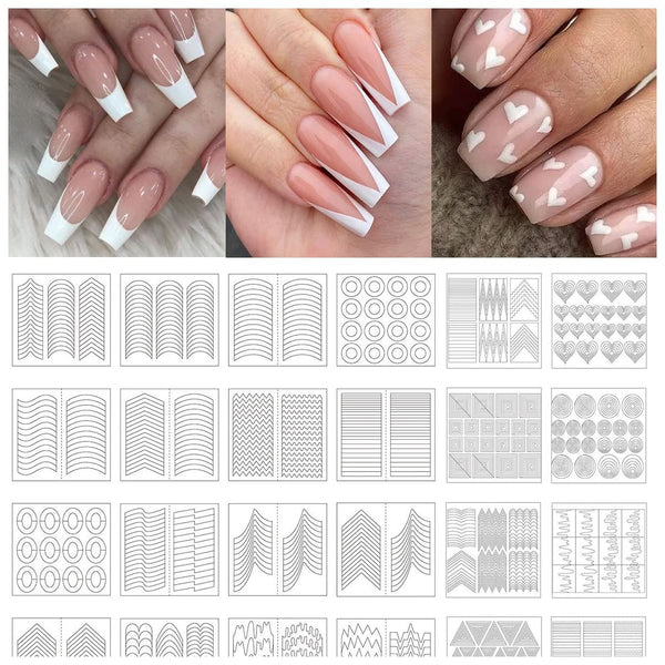 TailaiMei 1768 Pieces French Manicure Nail Stickers, 60 Designs, Nail Art Tips Guides for DIY Decoration (36 Sheets)