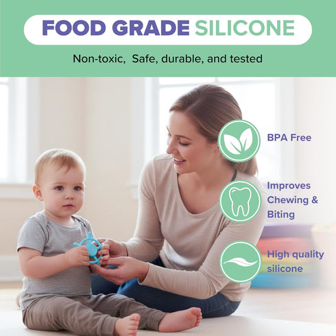 TalkTools Rechargeable Sensory Teether Soft Food-Grade Silicone, Gentle Pulsing, Multiple Intensity Levels, Waterproof