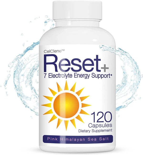 Reset+ 7 Energy Electrolytes - Methylated B12, Pink Salt, Magnesium, Potassium, Green Tea & Green Coffee Extracts,