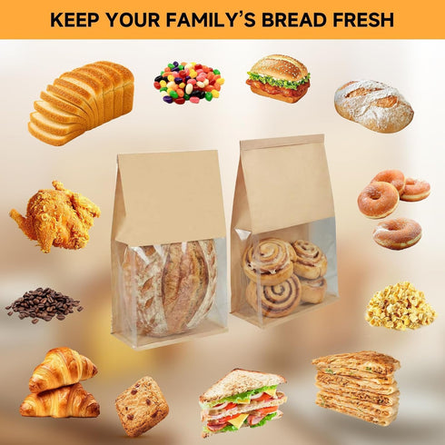 Sowinvent 50 Count, 50% 15.7 10.2 5.1 Packaging Extra Large Bread Bags for Homemade, Thicker Sourdough Paper With Ties