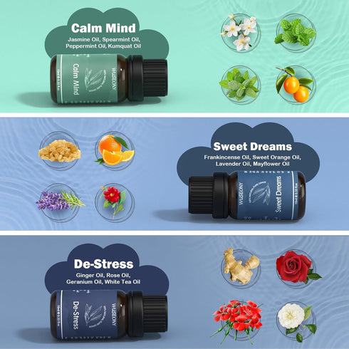 WUSEONY Set, Set Well-Being Essential Blends Oils Aromatherapy Oils Gift for Diffusers Home, Fragrance Oil Scent