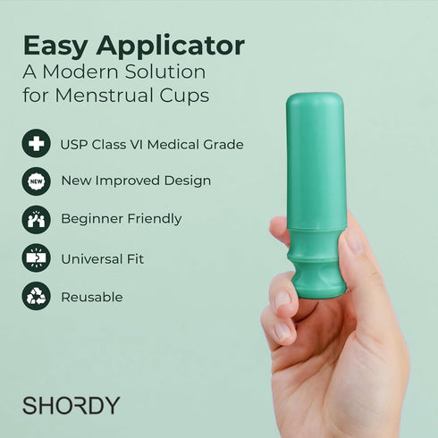Set 12-Hour SHORDY Menstrual Cups with Applicator & Lube Reusable Period Cups (Small & Large) for Beginners