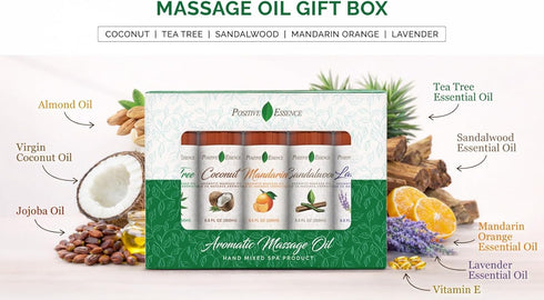 Set, Massage Oil for Massage Therapy Relaxing Massage Oil Pure Essential Oils for Skin Care, Jojoba, Sweet Almond